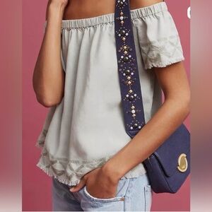 Anthropologie Cloth & Stone Caprera embroidered shoulder top